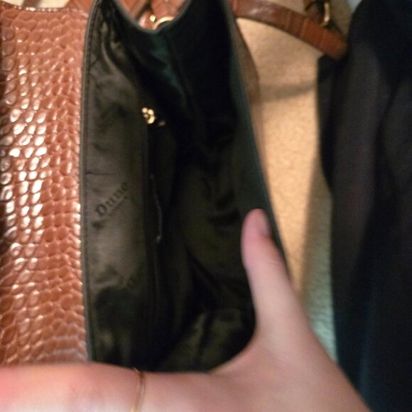 Dune London Brown Faux Croc Embossed Crossbody Purse - Picture 7 of 11